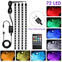Luz Interior Coche-bedee Tira LED Iluminación 72 Led- Auto Interior Atmósfera Led Iluminación Interior del Coche…